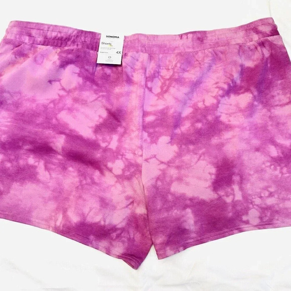 NWT SONOMA Women Lounge Drawstring Pockets Tie Dye Purple Shorts Plus Size 4X - Picture 2 of 6